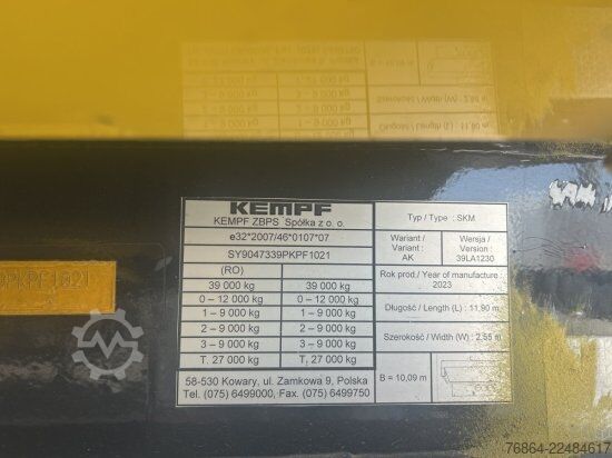 Tipper semitrailer KEMPF SKM 39 ALU-KASTENMULDE 55M³ ROLLPLANE MEHRERE EINHEITEN UND FARBEN VERFüGBAR