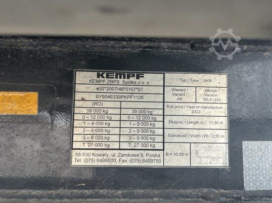 Tipper semitrailer KEMPF SKM 39 ALU-KASTENMULDE 55M³ ROLLPLANE  MEHRERE EINHEITEN VERFüGBAR