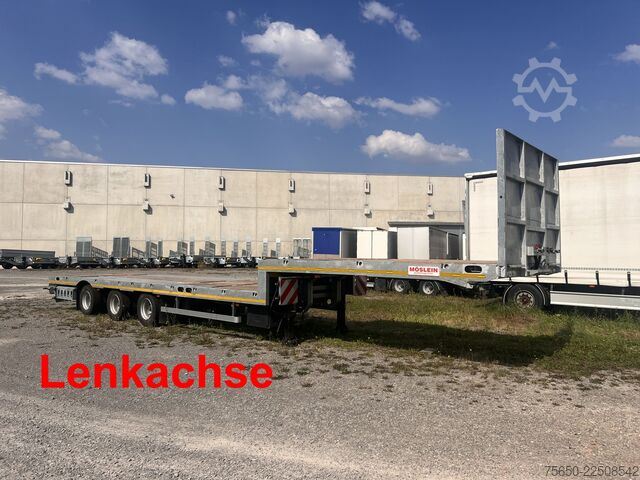 Low loader semitrailer Möslein ST 3 Plato 8,7  3 Achs Satteltieflader Plato 45 t GGfür Fertigteile, Baumaschinen