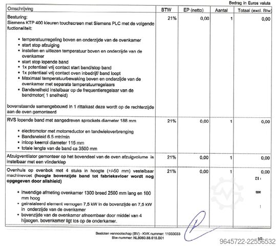 Industrieofen mit Kettenband Kockens 