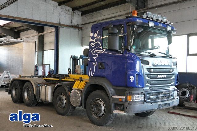 Roll-off tipper truck SCANIA R 500 8x4, Palfinger P24A, Knickarm, Retarder,AC