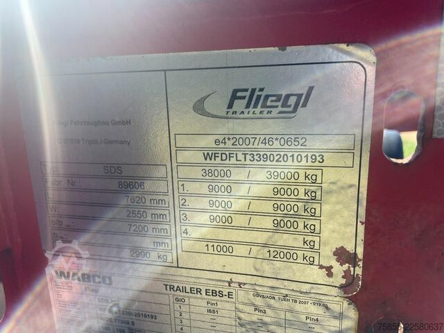 Containertransport Fliegl SDS380 20FT Tank / ADR / BPW Disc