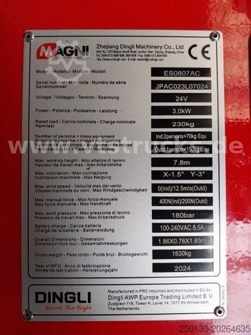 Arbeitsbühne MAGNI Magni ES0807AC 7.8m Scherenbühne elektrisch 6x