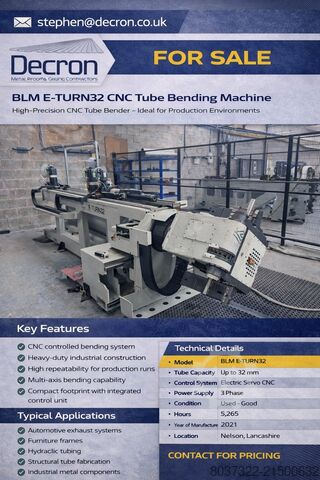 Tube bending machine BLM E-TURN32 CNC Tube Bending Machine