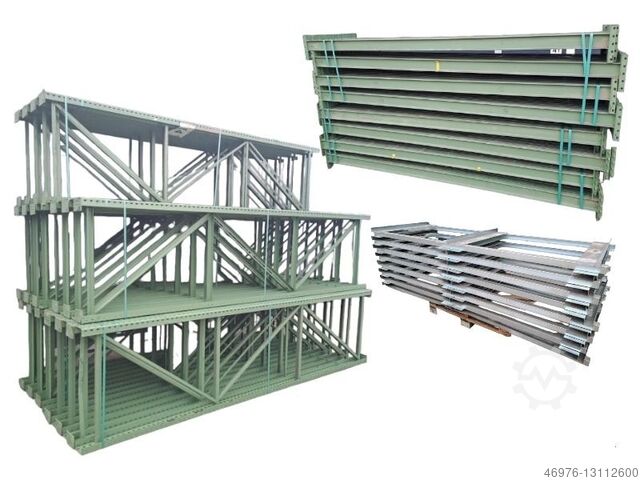 Palettenregalanlage Palettenregal Regal SSI Schäfer / PR400 /grün /Gesamtlänge: 14,22 lfm./ Tiefenstegrahmen