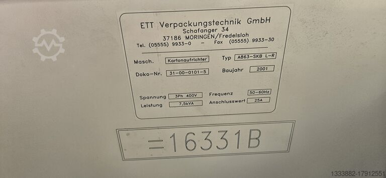 Carton assembler ETT Verpackungtechnik A863-SKB