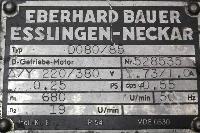 Gear motor 0.18 kW 19 rpm Bauer DO80/85