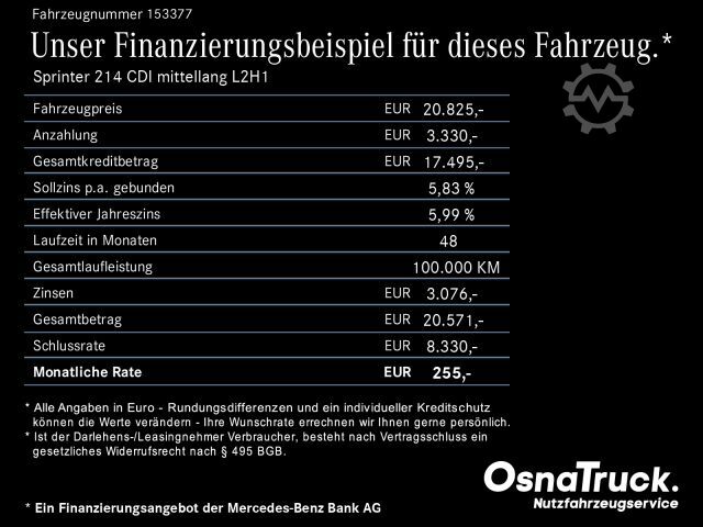 Kastenwagen MERCEDES-BENZ Sprinter 214 CDI mittellang L2H1 Klima, DAB