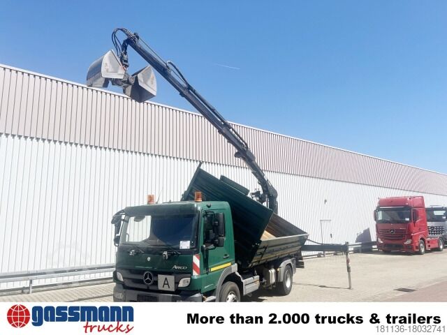 Kipper LKW Mercedes-Benz Atego 1624/27 4x2, Heckkran Hiab 099 BS-2 HiDuo,