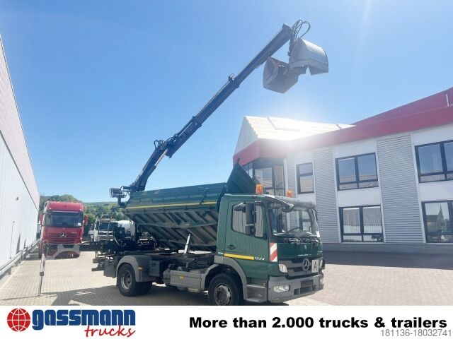Kipper LKW Mercedes-Benz Atego 1624/27 4x2, Heckkran Hiab 099 BS-2 HiDuo,
