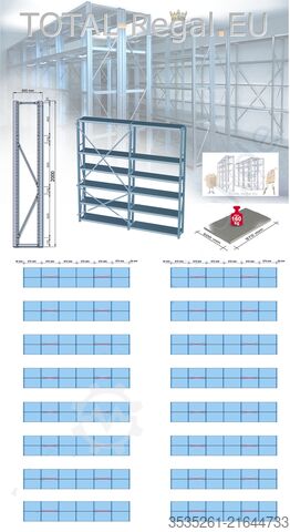 Heavy-duty shelf TOTAL-REGAL nedcon Fachbodenregale 16 Doppelr. je 6 Felder