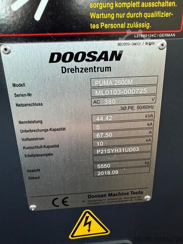 CNC lathe Doosan Puma 2600M
