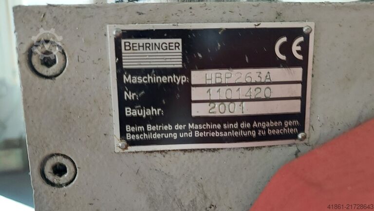 Two-column guided horizontal bandsaw automatic machine BEHRINGER HBP 263 A