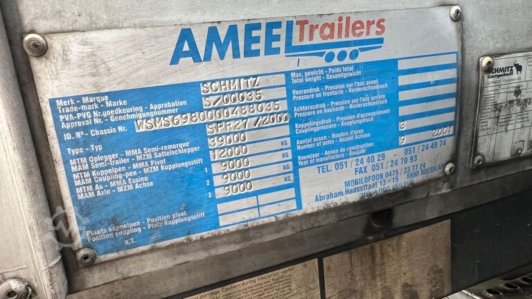 Curtain sided SCHMITZ SPR 27 (SAF AXLES / DISC BRAKES / FREINS DISQUE)