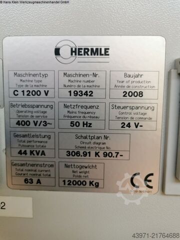 Milling machining centers - vertical HERMLE C 1200 V