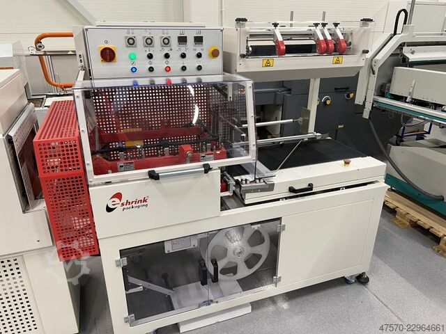 Foil wrapping machine E Shrink Packaging LB-728 + LB-201 Angle Sealer with Shrink Tunnel