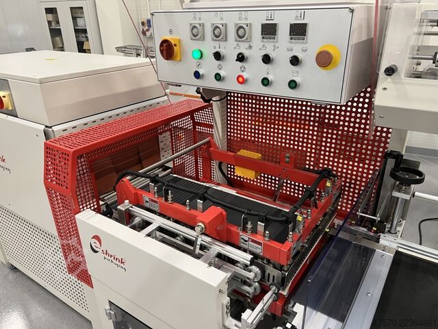 Foil wrapping machine E Shrink Packaging LB-728 + LB-201 Angle Sealer with Shrink Tunnel