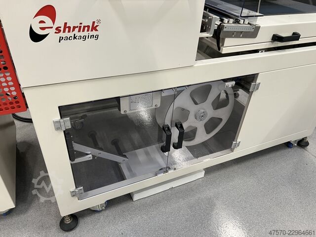Foil wrapping machine E Shrink Packaging LB-728 + LB-201 Angle Sealer with Shrink Tunnel
