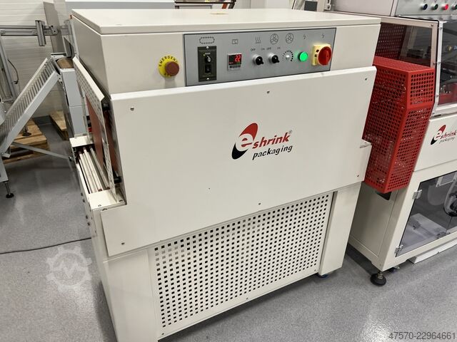 Foil wrapping machine E Shrink Packaging LB-728 + LB-201 Angle Sealer with Shrink Tunnel