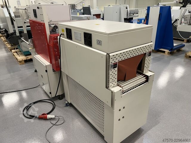 Foil wrapping machine E Shrink Packaging LB-728 + LB-201 Angle Sealer with Shrink Tunnel