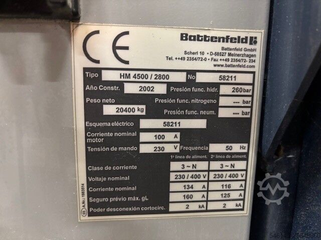 Injection molding machine Battenfeld HM4500/2800