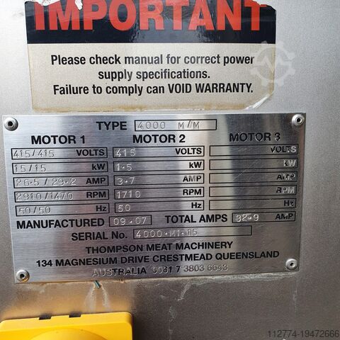 Meat processing machine Thompson Mixer Grinder 4000