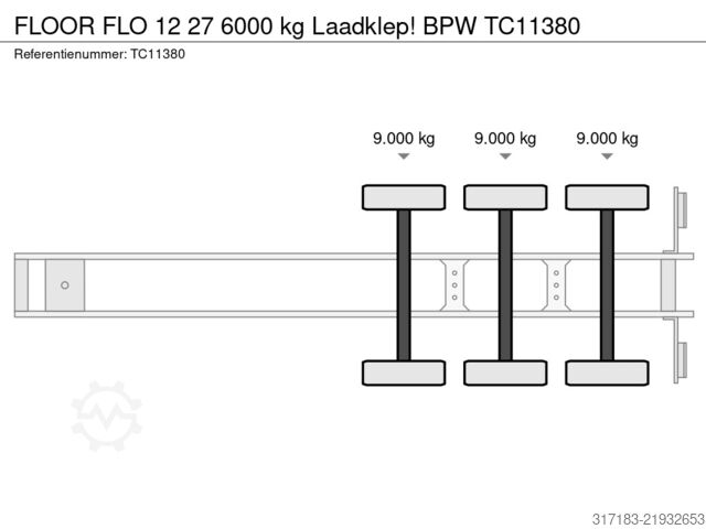 Curtain sided FLOOR FLO 12 27 6000 kg Laadklep! BPW