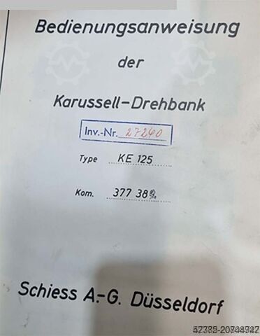 Karusselldrehmaschine - Einständer SCHIESS KE 125