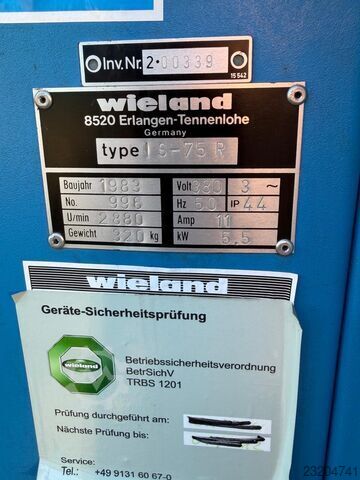 WIELAND IS-75 R industrial vacuum cleaner, 5.5 kW, 380 V, complete with accessories WIELAND IS-75 R