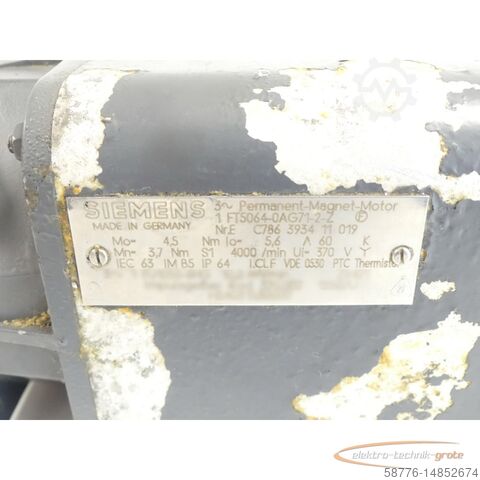 Control unit Siemens 1FT5064-0AG71-2 - Z Servomotor SN:EC786393411019 o. Drehgeber u. Tacho