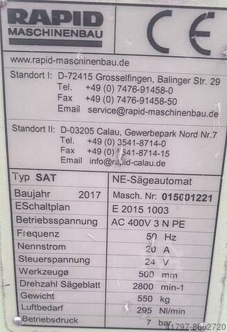Aluminum automatic saw Rapid SAT