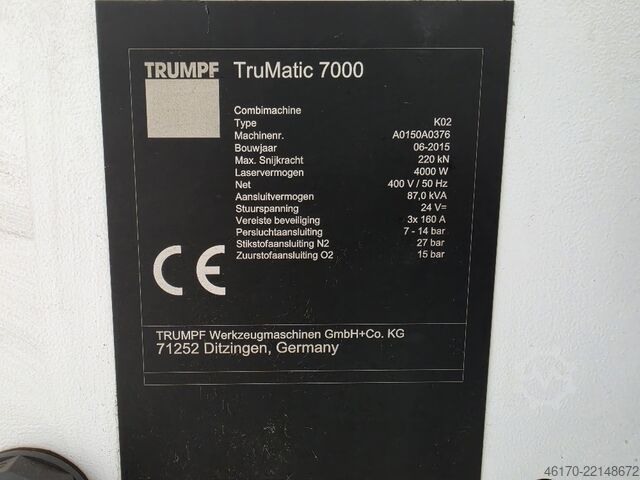 Laser punching machine Trumpf TruMatic 7000-1300
