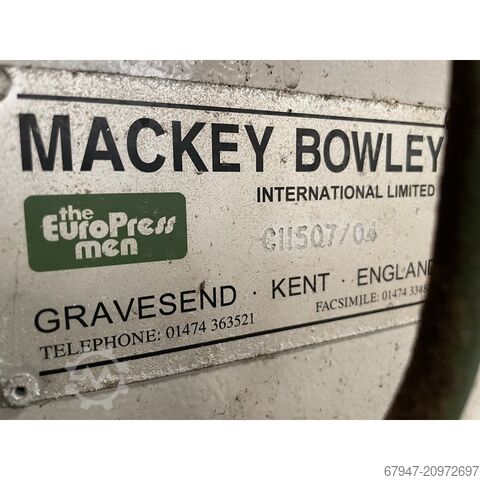 Mackey Bowley Hydraulic Press 100tonnes Capacity, MACKEY BOWLEY PRESS