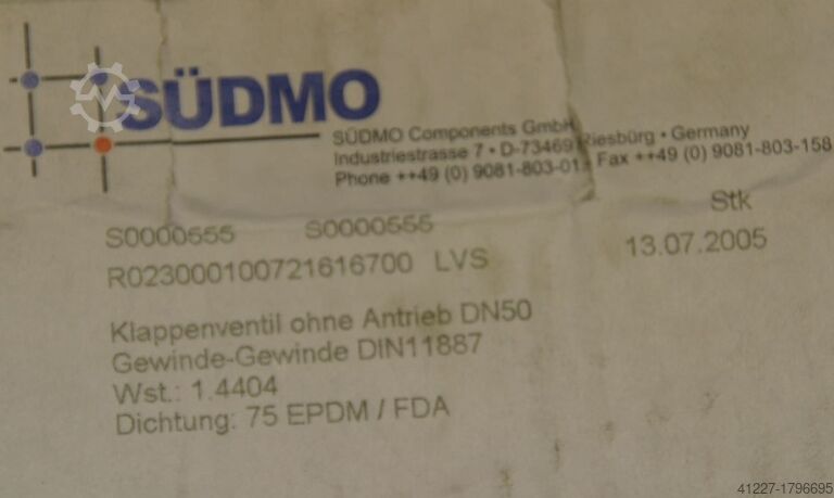 Scheibenventil DN50 Südmo ohne Antrieb