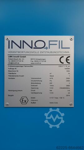 Dust extraction with cleaning cabin LWK INNOFIL EBS-P 1.16_EX