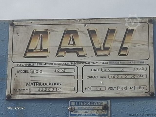Plate rolling machine DAVI MCO 3053