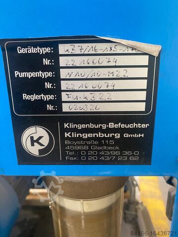 Humidifier for ventilation systems Klingenburg KB16/15-170-110