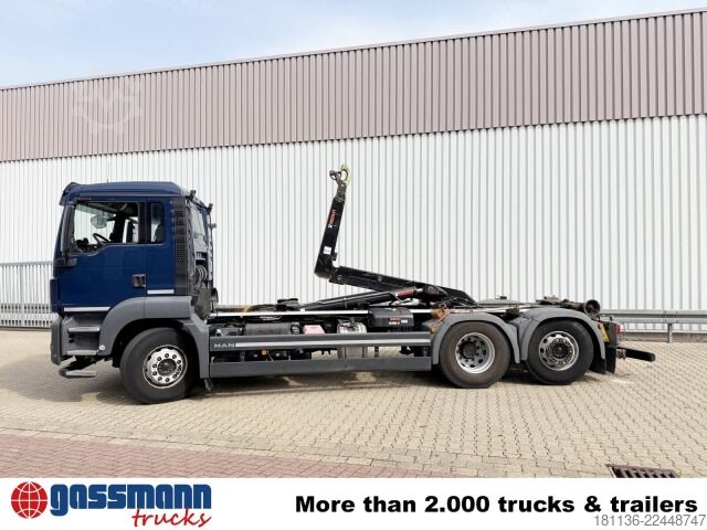 Roll-off tipper truck MAN TGS 26.420 6x2-4 BL Hiab ULT 21-59-M-ITF,