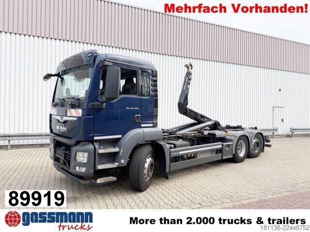 Roll-off tipper truck MAN TGS 26.420 6x2-4 BL Meiller 26.65 Lenk-Liftachse