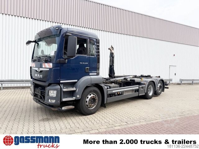 Roll-off tipper truck MAN TGS 26.420 6x2-4 BL Meiller 26.65 Lenk-Liftachse