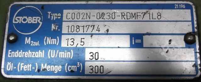 Gear motor 0.6 kW 30 rpm Dietz FDR71A/8Q