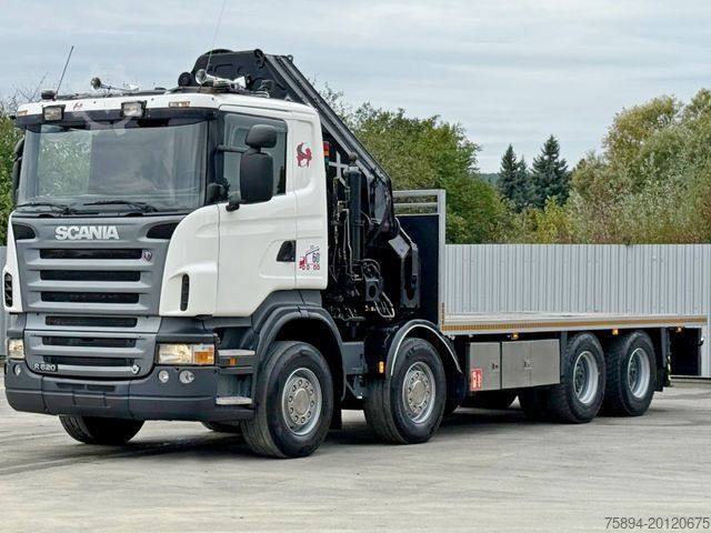 Truck mounted crane SCANIA R 620*PLATFORM 6,45m*HIAB 600 E - 9 + FUNK / 8x4