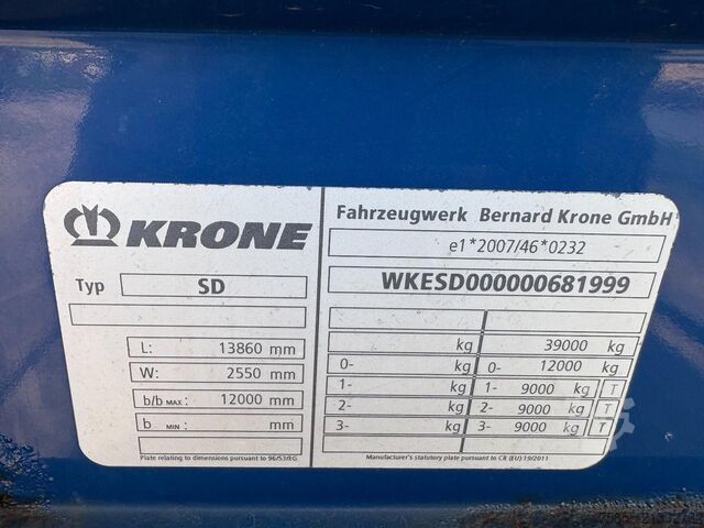 Curtain sided Krone N/A Tautliner / Coil / Discbrakes / SAF Axles /...