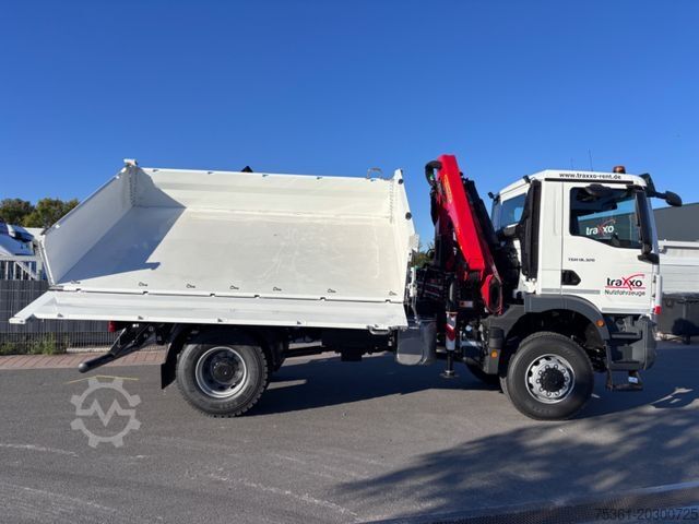 Three-sided tipper truck MAN TGM 18.320 4X4 BB Krankipper Palfinger PK 12.501