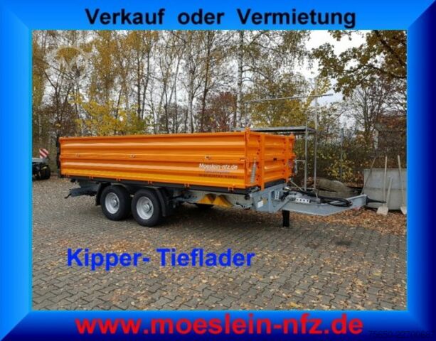 Kippanhänger Möslein TTD11- BA Orange  neuer Tandem 3- Seitenkipper Tiefladermit Bordwand- Aufsatz-- Neufahrzeug --