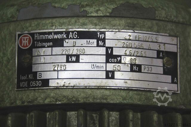 Electric motor 1.1 kW 2780 Rpm Himmelwerk 2 LF12/5.5