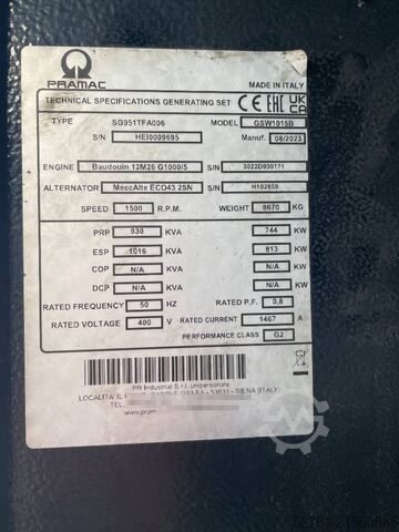 Aggregat Pramac GSW1015B - 1016kVA Used Generator - DPX-12660
