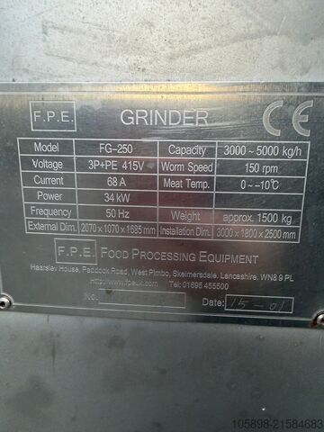 Medium to high throughput meat grinder FPE FG 250