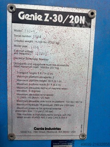 Gelenkteleskoparbeitsbühne Genie Z 30/20 N 11,1m Gelenk-Teleskop-Arbeitsbühne