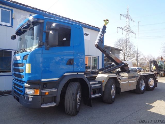 Roll-off tipper truck SCANIA G490 Hyvalift Lenkachse Automatik